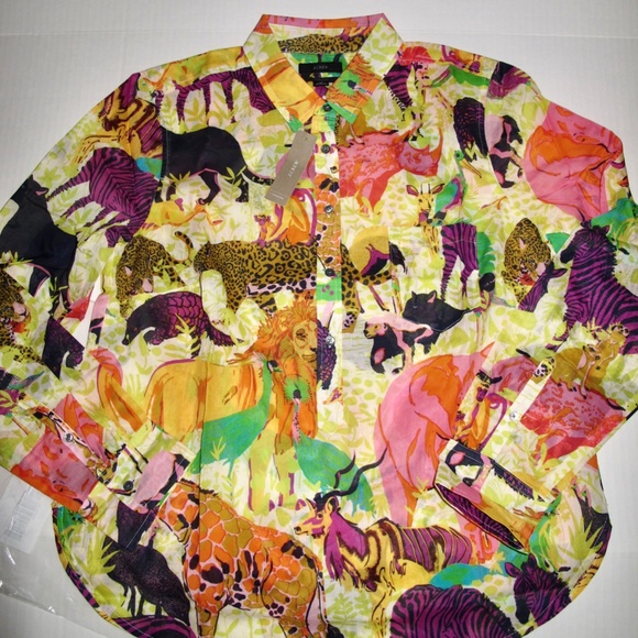 J. Crew Classic Popover Shirt Ratti Safari Animals - Picture 4 of 6